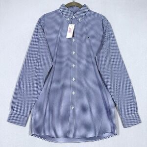Vineyard Vines Shirt Boys XL 18 Performance Blue Gingham Whale Button Down NWT